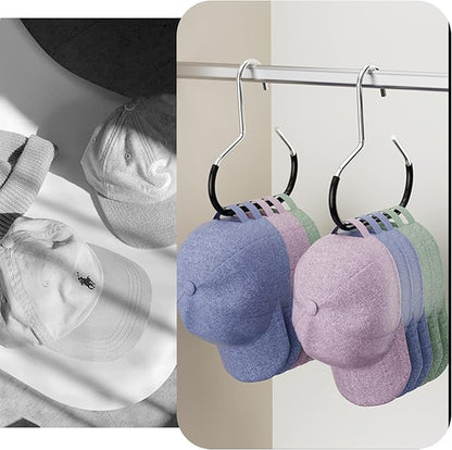 10 Pack Black Hat Organizer for Closet – Baseball Cap Rack Hanger Holds Up to 50 Hats – Space Saving Hat Storage Hooks for Caps, Beanies, Ties, Bags