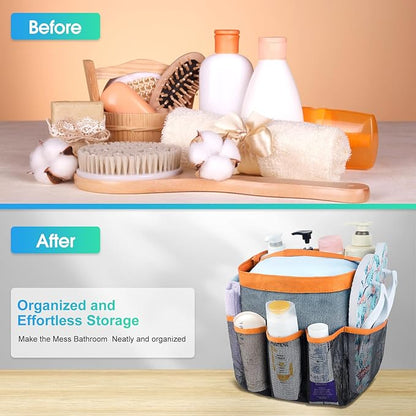 Attmu Mesh Shower Caddy Portable for College Dorm Room Camping Essentials, Shower Caddy Dorm with 9-Pockets, Large Capacity Hanging Basket Bathroom Bag for Toiletry, Swimming, Gym, Camp, Beach