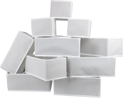 Fordonral 12 Pack Drawer Organizer Clothes, Foldable Fabric Dresser Organizer Closet Organizers and Storage Box for Underwear,Folded Clothes,Baby Clothing,Socks,Bra,Towels,Ties(12 Pack,White)