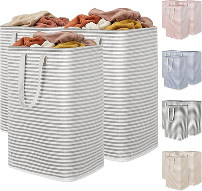 Lifewit 3 Pack Laundry Basket 80L Each, Collapsible Clothes Hamper with Reinforced Handles, Freestanding Waterproof Design for Bedroom and Laundry Room, Grey 240L Total