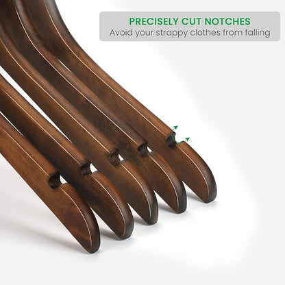 Nature Smile Wooden Coat Hangers Solid Wood Shirt Dress Clothes Hangers(10pcs Retro)