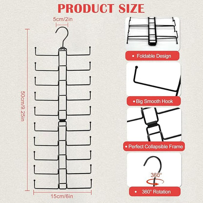 Hat Organizer for Closet, Rotatable Hat Hanger with 20 Large Hooks, Holds Up to 60 Baseball Caps, Collapsible Metal Space Saving Caps Rack for Display, Storage and Closet Organizers, White