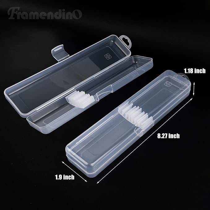 Framendino, 5 Pack Clear Travel Cosmetic Brush Holder Portable Cutlery Box Plastic Storage Container Toothbrush Carrying Boxes for Traveling