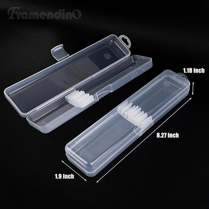 Framendino, 5 Pack Clear Travel Cosmetic Brush Holder Portable Cutlery Box Plastic Storage Container Toothbrush Carrying Boxes for Traveling