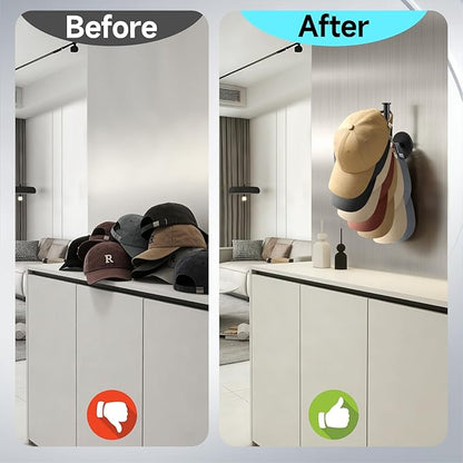 Magnetic Hat Holder, Magnet Hat Rack for Baseball Caps,Black Magnetic hat Hook,Hat Hanger Storage Organizer for Metal Surface in Entryway,Bedroom,Kitchen,Bathroom,Cruise Cabins,RV and Closets