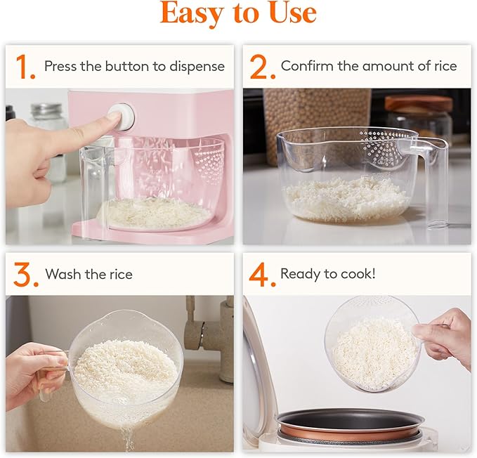 Lifewit Rice Dispenser 25 Lbs(11.3kg), Rice Storage Container Sealed Moisture Proof with Measuring Cup for Kitchen Pantry Household, BPA-Free, 1 Pack Pink