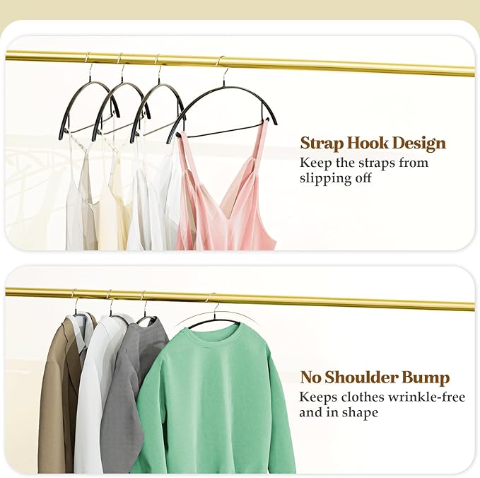 Non-Slip PVC Coating Metal Coat Hangers 20 Pack, Heavy Duty Clothes Hangers, No Shoulder Bumps, Space Saving Hangers for Sweaters, Suits, Shirts, Skirt, Jackets, Black
