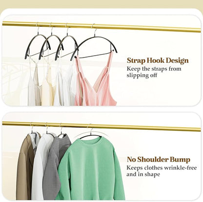 Non-Slip PVC Coating Metal Coat Hangers 20 Pack, Heavy Duty Clothes Hangers, No Shoulder Bumps, Space Saving Hangers for Sweaters, Suits, Shirts, Skirt, Jackets, Black