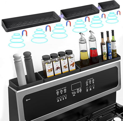Foeacry Silicone Magnetic Shelf for Stove Top 30"/24"/20" for Kitchen Gadgets, Soft Flexible Strong Magnetic Heat Resistant Spice Rack Kitchen Organizer for Back of Oven