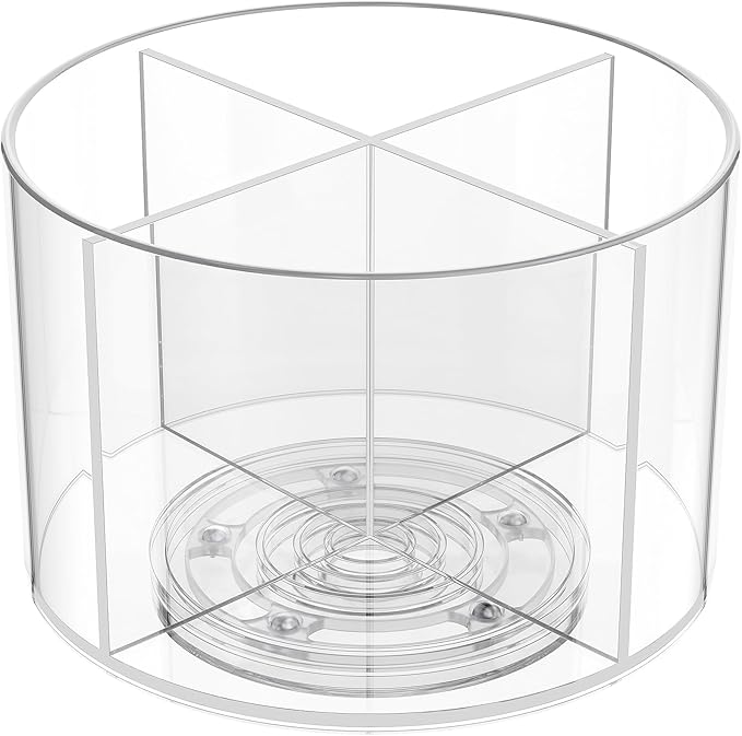 Divided Drink Packet Organizer, Rotating Turntable Organizer, Clear Lazy Susan for Powdered Drink Mix, Water Drink Packet Holder