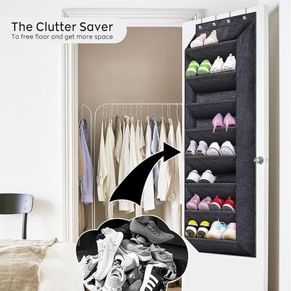 Hanging Shoe Storage Rack - 8 Tiers Organizer Holder, Large Deep Pocket Design, Durable Door Wall Shoe Keeper | Bedroom Closet Dorm for RV Boot Sock Headphone Organization Use