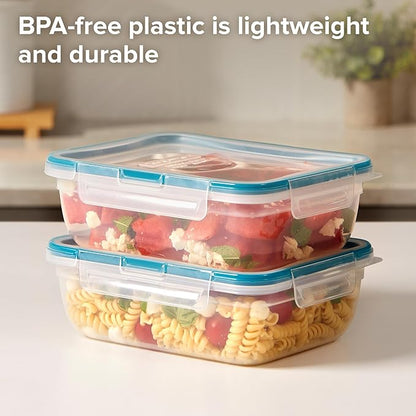 Snapware Plastic Total Solution 2-Pack (8.5-Cup) Food Storage Containers Set, Leakproof & Airtight Plastic Locking Lids Rectangular Tupperware, BPA-Free Lids, Microwave Dishwasher Freezer Safe