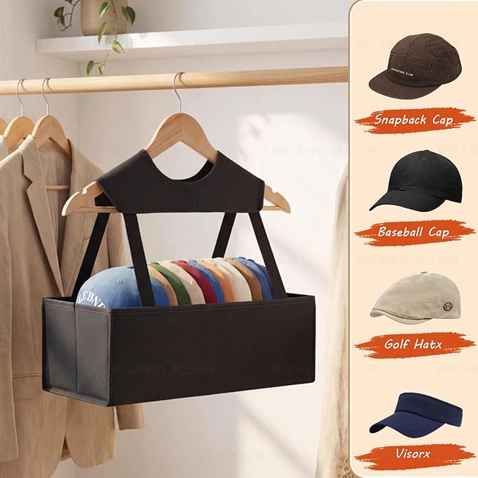Hat Storage for Baseball Caps，Hat Storage Boxes for Hanging Hold 10 Caps,Hat Storage Organizer Box for Space Saving