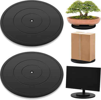 Beeveer 2 Pack 16 Inch Lazy Susan Turntable, 360 Degree Heavy Duty Rotating Swivel Stand with Steel Ball Bearings, Flat Base for Model Base, Rotating Plants, Crafts Stand, TV, Monitors