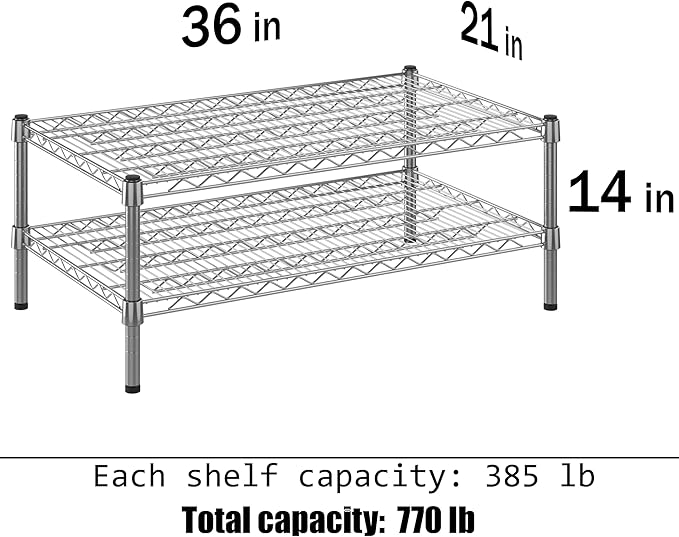 21" Deep x 36" Wide x 14" Height Wire Shelving Kit | 2-Tier | NSF Commercial Storage Rack Unit