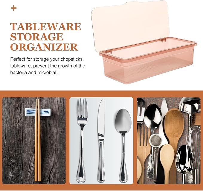 BESTOYARD Box Compact Cutlery 11x5In Organizer Fork Utensil Storage Container Flatware Holder Basket Silverware Tray with Lid Chopsticks Case Utensil Organizer Spoon Red Storage Supplies re-usable