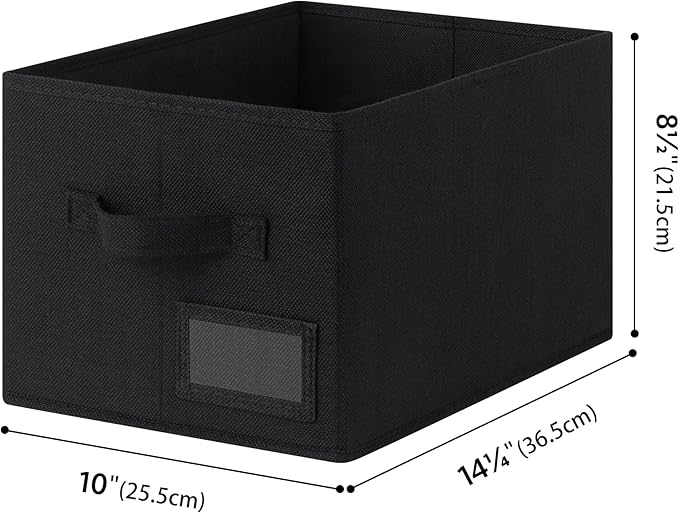 GRANNY SAYS Closet Storage Bins, Fabric Storage Baskets for Clothes, Collapsible Storage Boxes with Handles, Black, Medium, 3-Pack