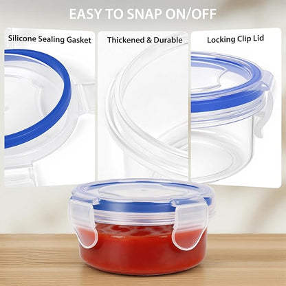 Small Containers with Lids, [6 Pack] 3.5 oz Reusable Plastic Jars for Snack and Puree, Salad Dressing Container to Go, Small Condiment Containers for On-the-Go Meals, Sauce Containers, BPA-Free