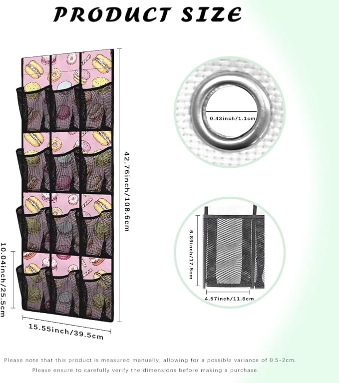 Pink Behind The Door Organizer 12 Pockets Shoe Holder Hanger for Living Room Space Saving Over The Door Shoe Organizer Bathroom Cookie Wall Hanging Storage for Closet