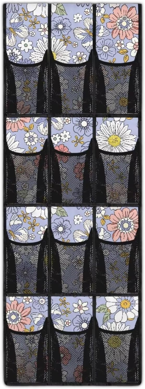 Generic Purple Daisy Door Hanging Shoe Organizer Elastic Over The Door Organizer Bedroom Space Saving Hanging Closet Organizer for Entrances College Dorm Apartments Storage Organizer