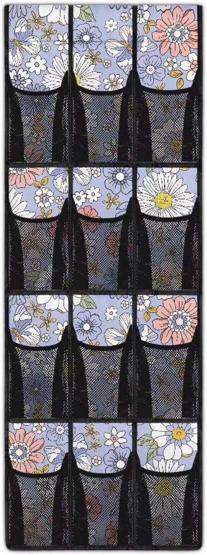 Generic Purple Daisy Door Hanging Shoe Organizer Elastic Over The Door Organizer Bedroom Space Saving Hanging Closet Organizer for Entrances College Dorm Apartments Storage Organizer
