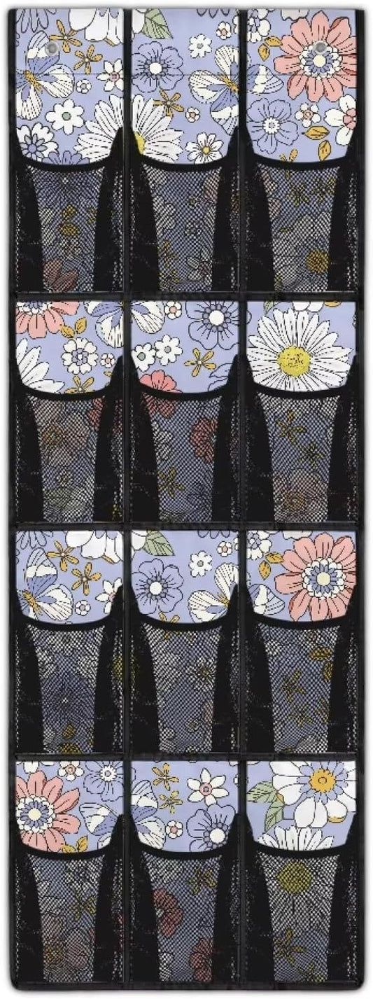 Generic Purple Daisy Door Hanging Shoe Organizer Elastic Over The Door Organizer Bedroom Space Saving Hanging Closet Organizer for Entrances College Dorm Apartments Storage Organizer