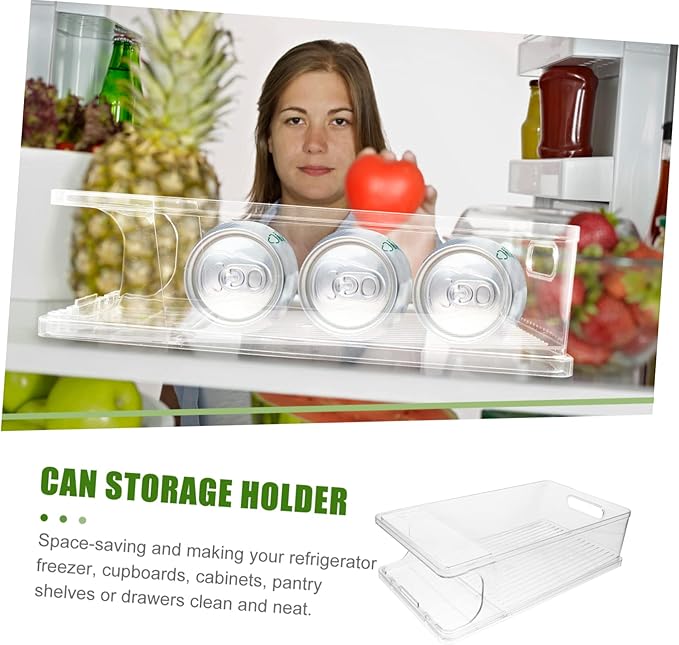 PRETYZOOM Stackable Soda Can Organizer Automatic Rolling Function Refrigerator Beverage Holder for Beer and Soda Cans Easy Access Drink Storage Bin