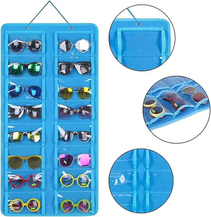 Sunglasses Organizer Storage,Hanging Sunglass Holder Organizer for Wall 16 Slots Double Sided Glasses Organizer