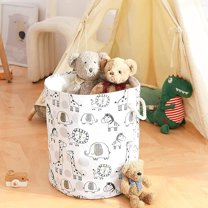 Kids Laundry Basket Extra Large Baby Hamper for Nursery, 58L Kids Baskets for Nursery Stuffed Animal Storage Basket, Canvas Clothes Hamper Toy Basket for Boys Foldable Laundry Hampers (Giraffe)