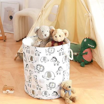Kids Laundry Basket Extra Large Baby Hamper for Nursery, 58L Kids Baskets for Nursery Stuffed Animal Storage Basket, Canvas Clothes Hamper Toy Basket for Boys Foldable Laundry Hampers (Giraffe)