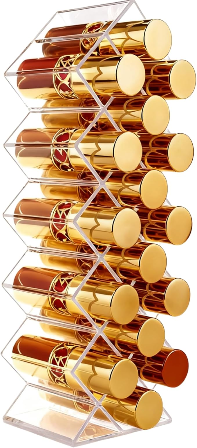 Nimiah Lipstick Holder Organizer for-Vanity - 16 Slots Lip Gloss Holder Clear Cosmetics Display Stand for Lip Stick Storage