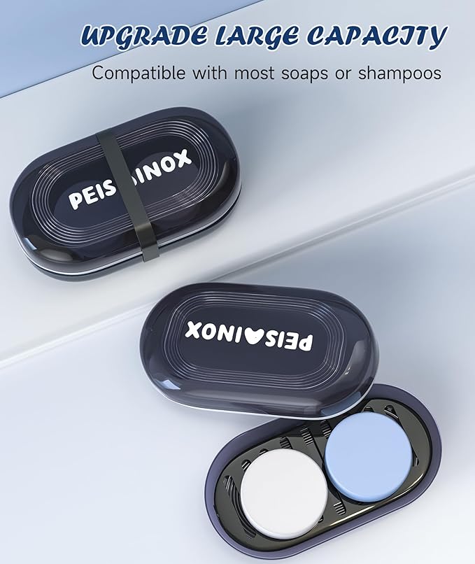 Doter Leakproof Travel Soap Dish with Lid - Draining Soap Bar Holder for Bathroom, Shower, Gym, School, Camping, Vacation, Outdoor