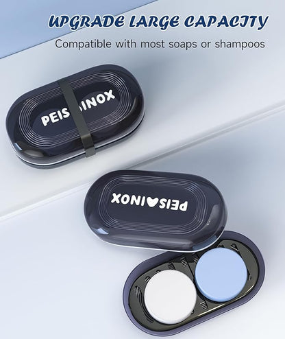 Doter Leakproof Travel Soap Dish with Lid - Draining Soap Bar Holder for Bathroom, Shower, Gym, School, Camping, Vacation, Outdoor