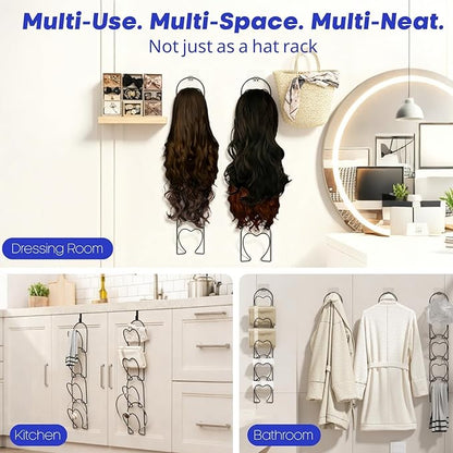 LINFIDITE 15 PCS Baseball Hat Rack Hanger Holder Organizer Flexible Multi Hook Wall Mounted Over Door Cap Display Storage Rack Cap Holder, Closet HangingStorage Rack w Hanging Hook Black