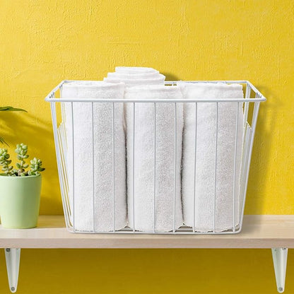 4 Pack Wire Storage Baskets for Organizing, Freezer Organizer Bins, Pantry Organization Bins Cabinets - Metal Basket Kitchen, Laundry, Fridge, Bathroom Countertop Organizer, Pearl White