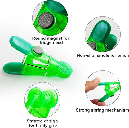12 Pack Chip Bag Clips, Foods Snacks Bag Clamps Sealing Bar, Refrigerator Magnet Clips for Kitchen Use