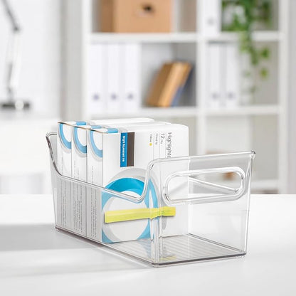 iDesign Condiment Organizer for Fridge - Plastic Fridge Organizer Bins with Handles, Set of 2, Clear