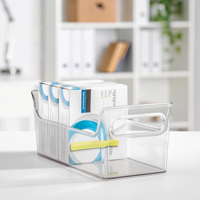 iDesign Plastic Condiment Organizer with Handles for Fridge - Clear - Made in USA