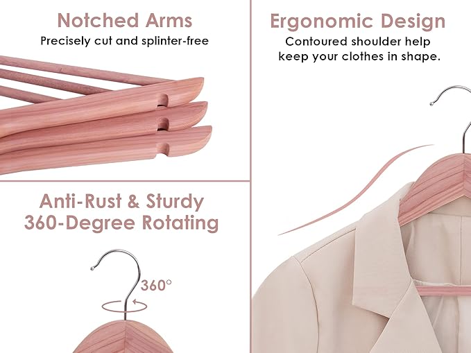 StorageWorks Cedar Wood Clothes Hanger 20 Pack, Wooden Coat Hangers for Shirts, Jackets, Pants, Suits, Sweaters