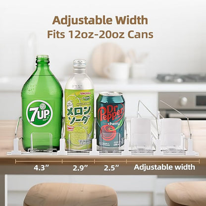 HIYOHIYO 3 Row Auto-Push Drink Organizer for Fridge, Automatic Pushing Can Dispenser for Supermarket Shelf Storage, Self Push Beverage Rack for Commercial Refrigerator Adjustable Width (Depth 15")