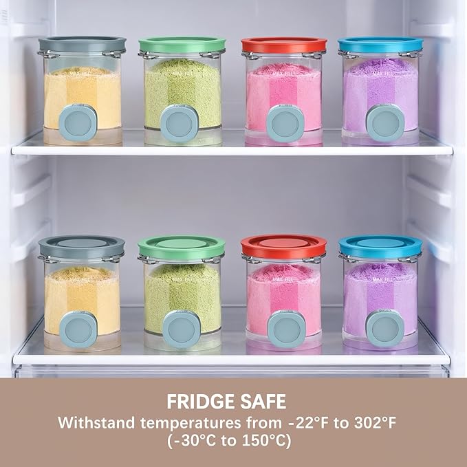 QVN 4 Pack for Ninja Swirl Pints, Creami Containers Compatible with NC700 Series Swirl Creami Maker & Soft Serve Ice Cream Maker - Dishwasher Safe & Freeze Safe