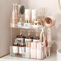 Bathroom Counter Organizer for Vanity, Makeup Organizer Countertop with Holder, Large Capacity Storage Rack, Perfect Large Skincare, Hair Care, Perfume, Easy to Install (Clear, 2Tiers)