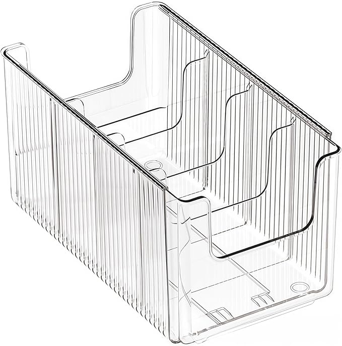 Foldable Storage Bins, Clear Expandable Boxes for Organizing, Adjustable from 9.65-16.93" Drawer Organizers Separators Dividers for Bedroom Kitchen Utensils Tools Closet