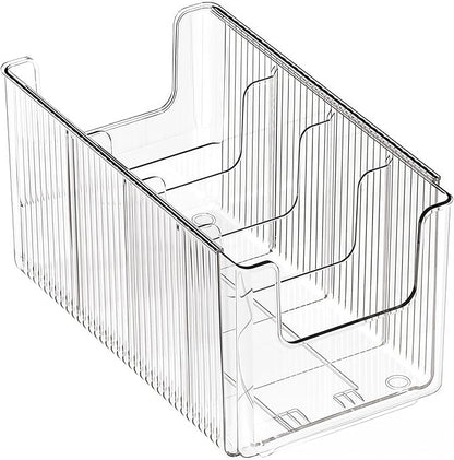 Foldable Storage Bins, Clear Expandable Boxes for Organizing, Adjustable from 9.65-16.93" Drawer Organizers Separators Dividers for Bedroom Kitchen Utensils Tools Closet