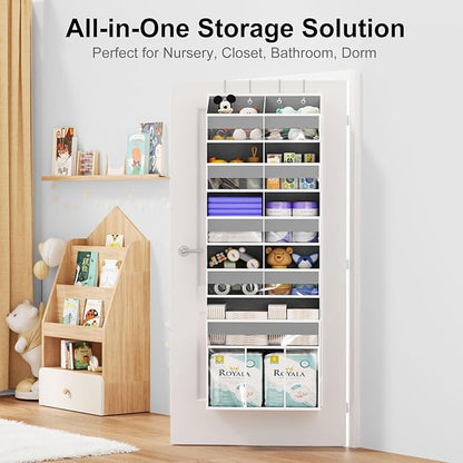 Over the Door Hanging Organizer - Hanging Closet Organizer and Storage with Large Pockets, Swing-proof Behind The Door Organizer for Bathroom Nursery Room Essentials (Grey, 1 Pack - Extra Large)