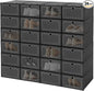 24Pcs Shoe Storage Box, Portable Clear Plastic Stackable Shoe Boxes for Shoes, Stackable Shoe Organizer for Sneakers, High Heels, Canvas Shoes, Boots (Black & Clear)