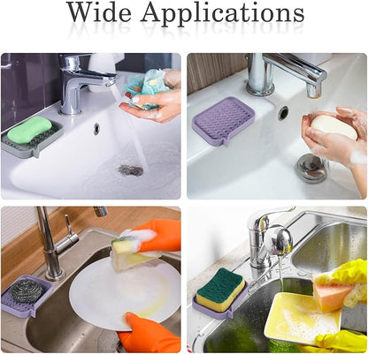 2 Pack Soap Dish, Non-Slip Self Draining Soap Holder for Shower, Bathroom, Kitchen