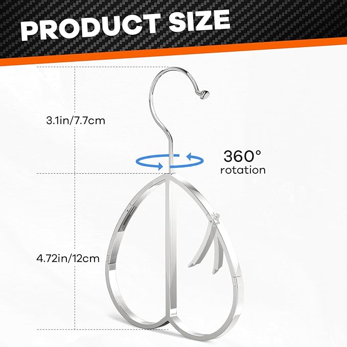 Love Shape Multipurpose Closet Hangers-Tie and Belt Hanger for Closet- Ideal for Storing Belts, Ties, Scarfs, Baseball Hats, Purses & More- Great Space Saving Belt Organizer for Wardrobe - Silvery