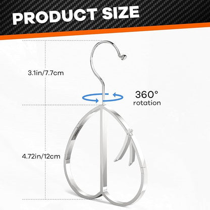 Love Shape Multipurpose Closet Hangers-Tie and Belt Hanger for Closet- Ideal for Storing Belts, Ties, Scarfs, Baseball Hats, Purses & More- Great Space Saving Belt Organizer for Wardrobe - Silvery
