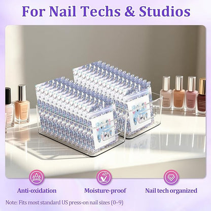 100PCS Press on Nail Packaging Bag, 100PCS Display Card with 231 Pcs Pre-cut Adhesive Tape & Diamond Art Pens & Glue Clay & Tweezers, 6-in-1 Set for Nail Display (Laser star)